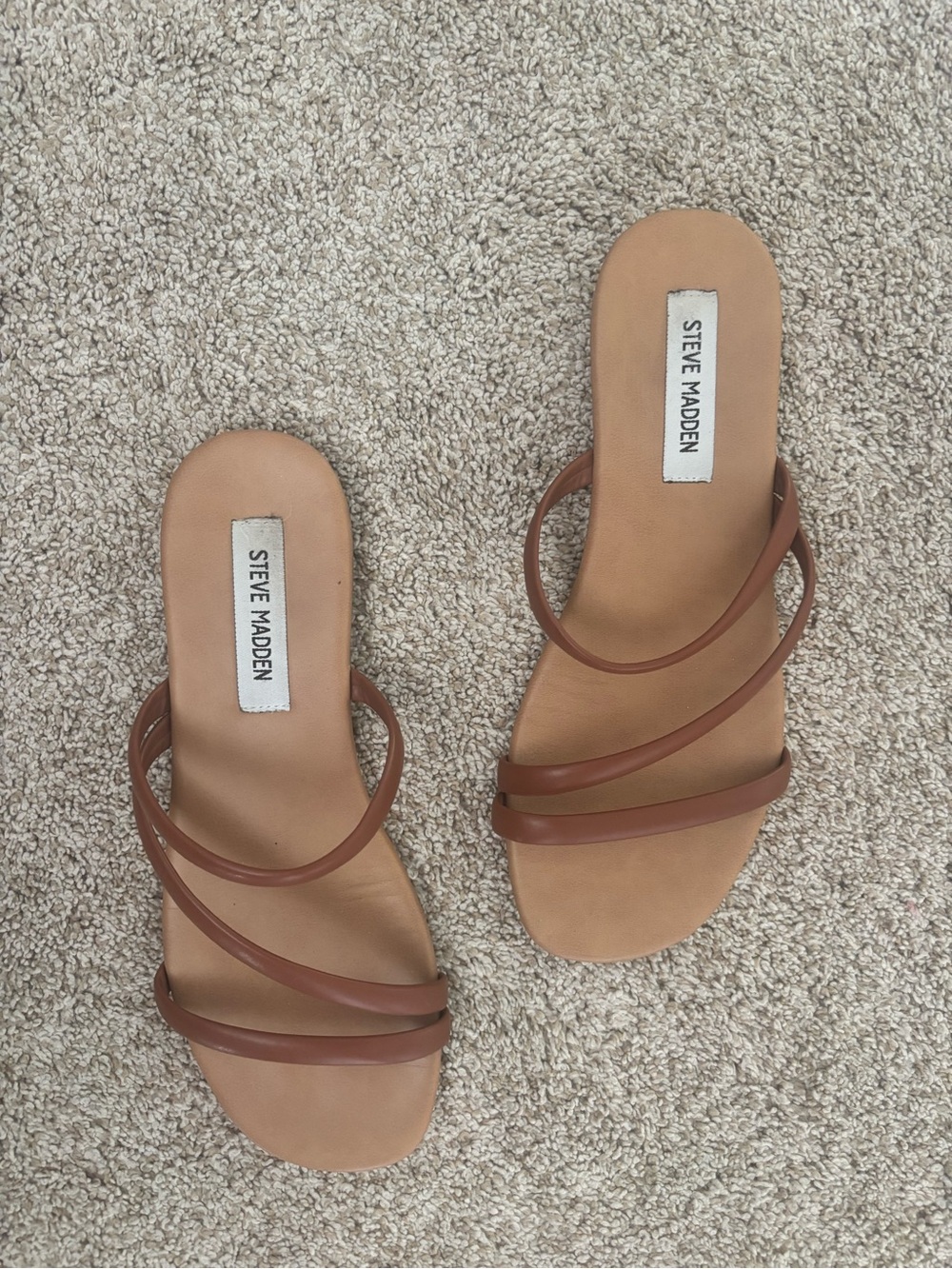 Steve Madden Brown Multi-Strap Slide Sandals
